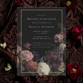 Invitación Romántico Moody Black Gothic Florals Bridal Shower