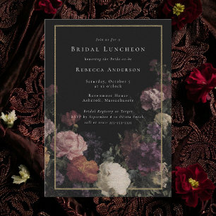 Invitación Romántico Moody Black Gothic Florals Bridal Shower