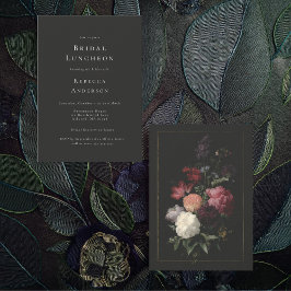 Invitación Romántico Moody Dark Flores Gris Bridal Shower