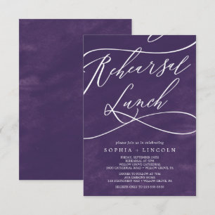 Invitación Romántico Morado Acuarela Ensayo Almuerzo