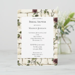 Invitación Romántico muro de ladrillo rojo Roses ducha de nov