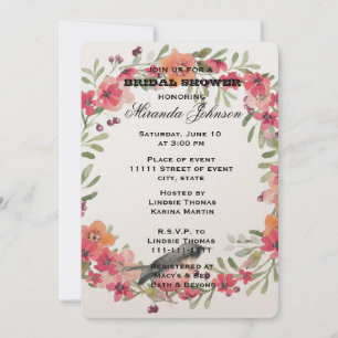 Invitación Romántico Oleander Bird Floral Pink Floral Bridal 