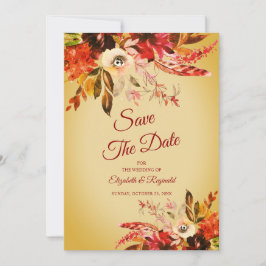 Invitación Romántico Oro Lavado Floral De Otoño De Otoño Salv
