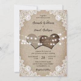 Invitación Romántico País Burlap Luce Boda Floral