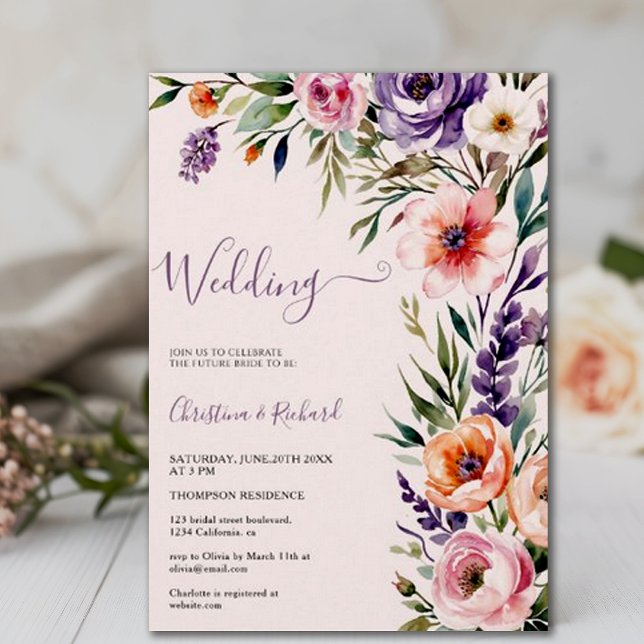 Invitación Romántico Pastel Boda de Primavera de Flor Silvest (Subido por el creador)