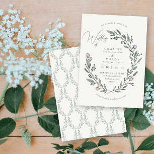 Invitación Romántico Pastel Escudo Floral Elegante Boda
