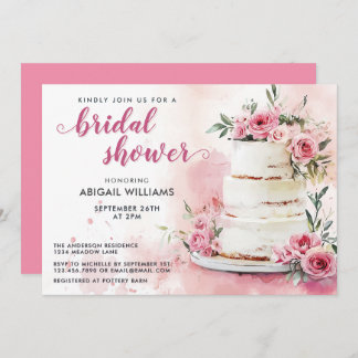 Invitación Romántico Pastel rosa Rosa Floral Ducha de Novias