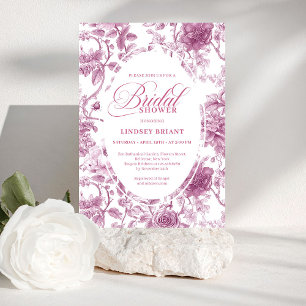 Invitación Romántico patrón de rosa polvorienta rosa para duc