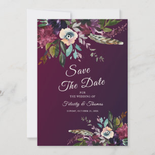 Invitación Romántico Patronato Floral De Borgoña Salva La Fec
