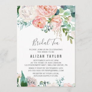Invitación Romántico Peony Flowers Bridal Tea