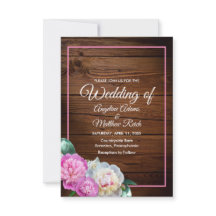 Romántico Peony Flowers Wooden Formal Boda