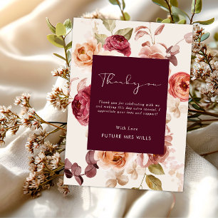 Invitación Romántico profundo floral burgundy elegante Gracia