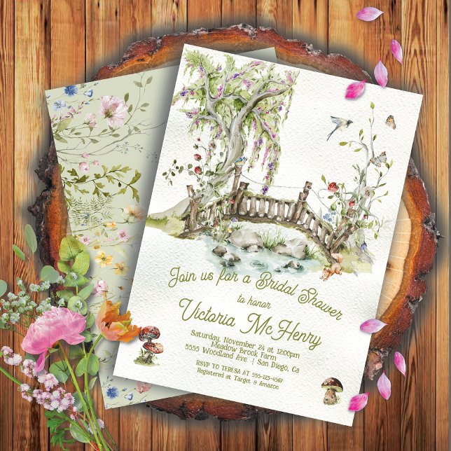 Invitación Romántico puente Woodland Wildflower Bridal Shower (Subido por el creador)