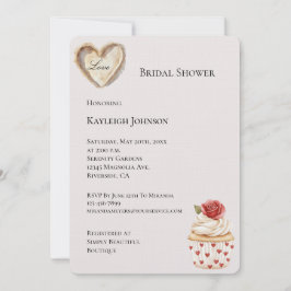 Invitación Romántico Red Rose Hearts Cupcake Bridal Shower