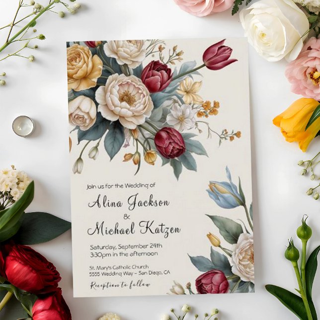 Invitación Romántico Rembrandt Boda de luz de noche floral (Subido por el creador)