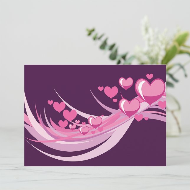 Invitación Romántico Resumen Diseño De Corazones Rosa En Púrp (Subido por el creador)
