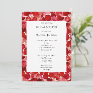 Invitación Romántico Rojo Pétalos Floral Bridal Shower