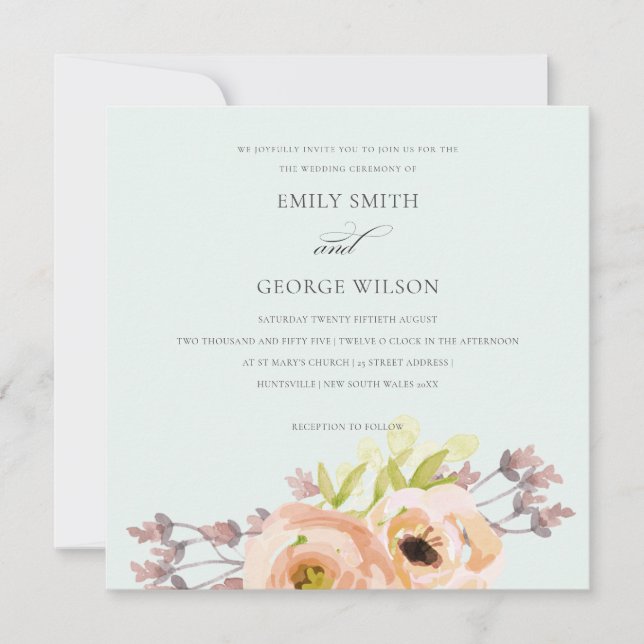 INVITACIÓN ROMÁNTICO ROMÁNTICO DE LA PAZ DE LA RUBOR BODA DE  (Anverso)