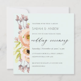 INVITACIÓN ROMÁNTICO ROMÁNTICO, PURPLE, AZUL FLORAL BODA