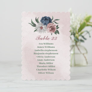 Invitación romántico rosa azul blanco carta de asientos con v