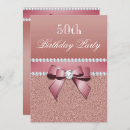 Invitación Romántico Rosa Fiesta de Cumpleaños del Oro