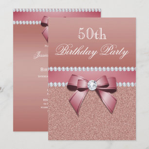 Invitación Romántico Rosa Fiesta de Cumpleaños del Oro