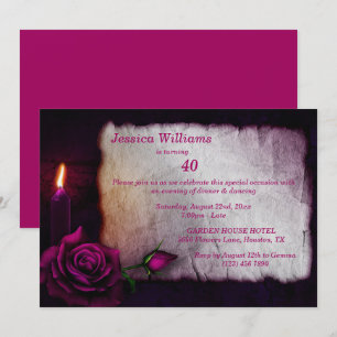 Invitación Romántico Rosa Gótico y Cumpleaños de la Vela