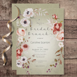 Invitación Romántico Rosa Green Floral Bridal Brunch