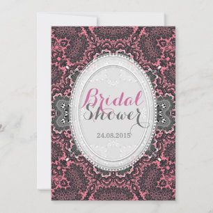 Invitación Romántico Rosa Opaco Vintage Damask Fiesta de Desp