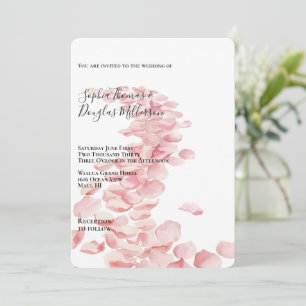 Invitación Romántico Rosa Pétalos de rosa Boda floral