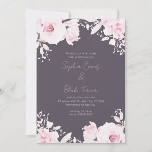 Invitación Romántico rosa Roses Boda de humo de verano gris