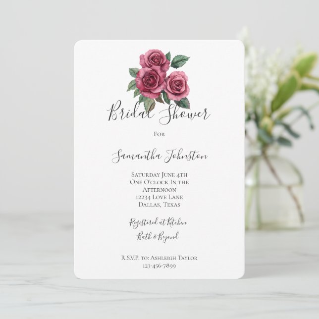Invitación Romántico Roses Roses Floral Bridal Shower (Anverso de pie)