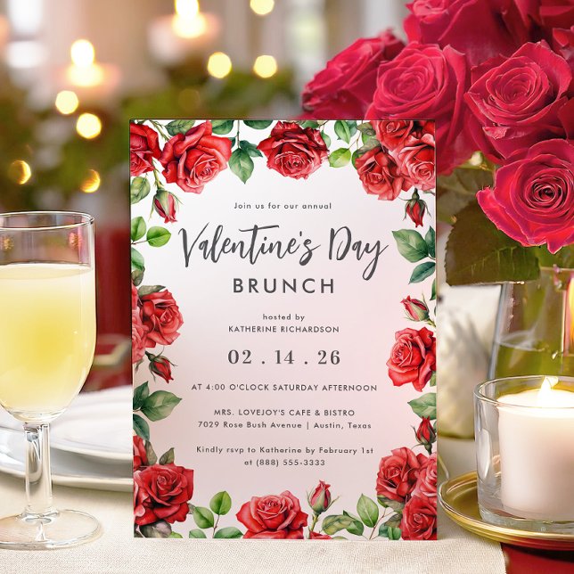 Invitación Romántico Roses Roses Roses Floral El día de San V (Subido por el creador)