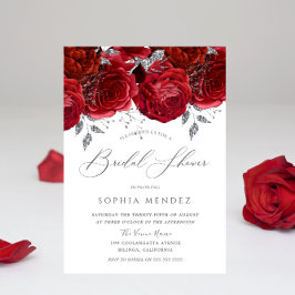 Invitación Romántico Roses Roses Roses Plata Leaf Bridal Show