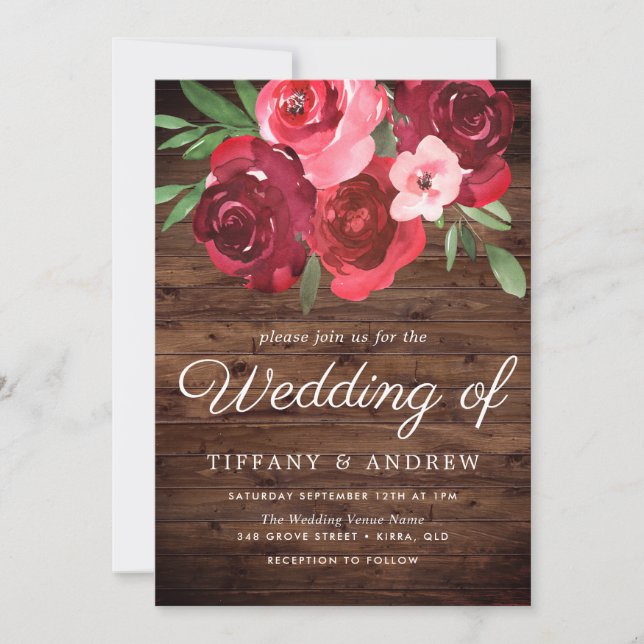Invitación Romántico Roses Roses Roses Rustic Wedding Invitad (Anverso)