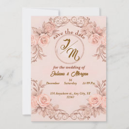 Invitación Romántico Rubor Floral Save the Date Card