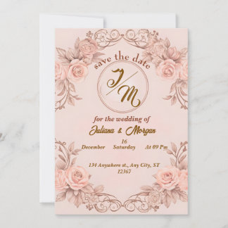 Invitación Romántico Rubor Floral Save the Date Card