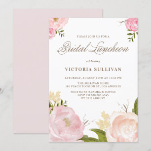 Invitación Romántico Rubor Flores rosas Noche de Novias