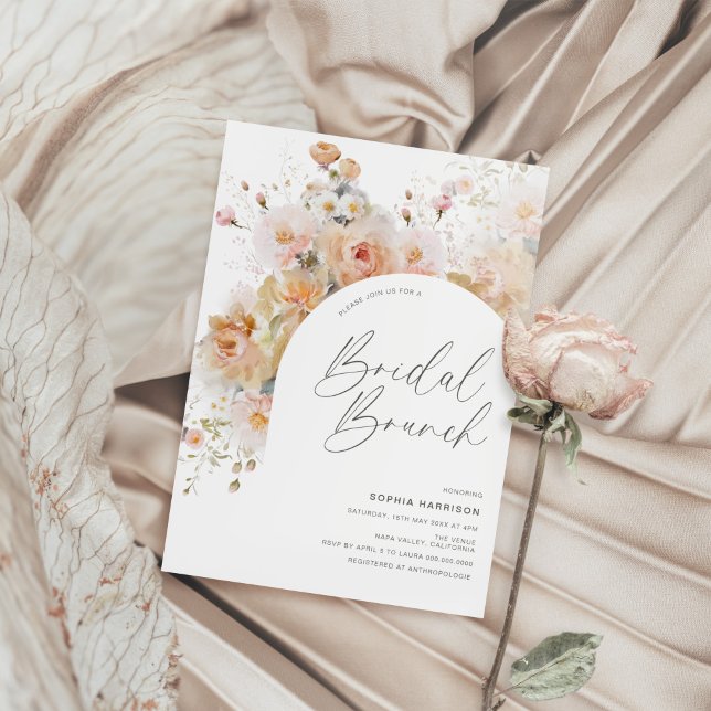 Invitación Romántico Rubor Peach Floral Arch Bridal Brunch (Subido por el creador)