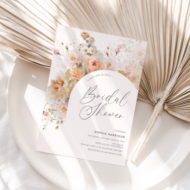 Invitación Romántico Rubor Peach Floral Arch Bridal Shower (Subido por el creador)
