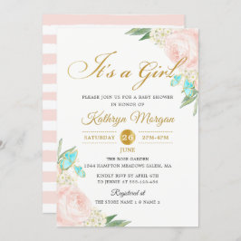 Invitación Romántico Rubor Peach Rosa Garden Baby Shower