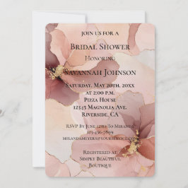 Invitación Romántico Rubor Rosa Floral Floral Romántica Ducha