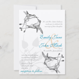 Invitación Romántico Rústico Beso de Colibrí Amor Pájaro Boda