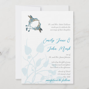 Invitación Romántico Rústico Beso de Colibrí Amor PájaroBoda