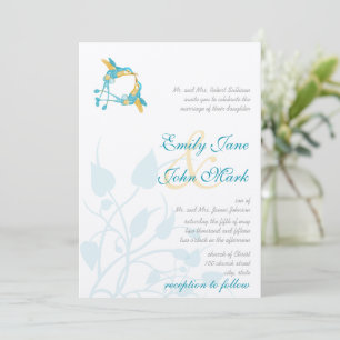 Invitación Romántico Rústico Beso de Colibrí Amor PájaroBoda