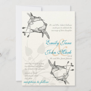 Invitación Romántico Rústico Colibrí Beso Amor BirdWedding