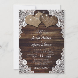Invitación Romántico Rústico de la madera Burlap y Boda del e