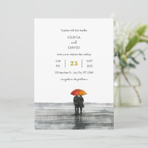 Invitación Romántico Sandy Couple Shoreline Walk Beach Weddin