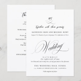 Invitación Romántico Script Caligrafía Elegante Boda