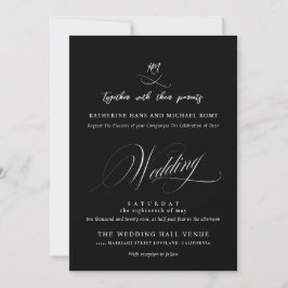 Invitación Romántico Script Caligrafía Elegante Boda